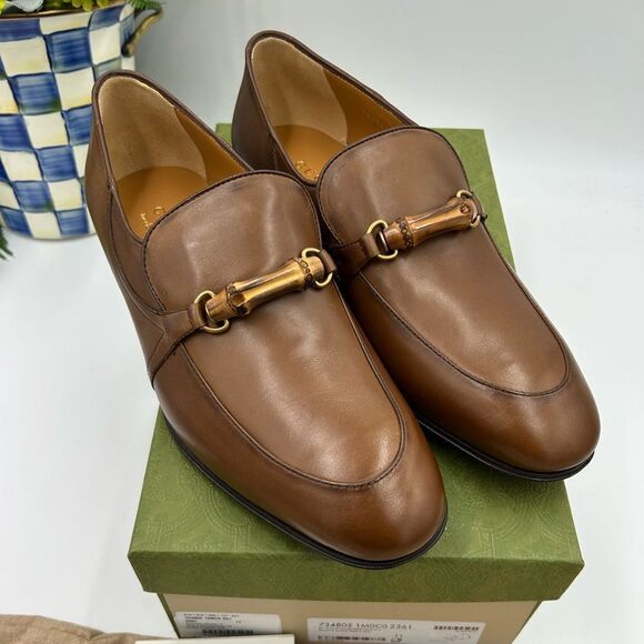 Men’s Gucci bamboo horse bit leather loafers size 11 fits 11.5 US made in Italy